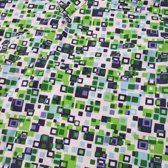 DENVER HAYES GREEN SQUARES PATTERN NURSE SCRUBS SHORT SLEEVE TOP SIZE XS - Picture 5 of 13